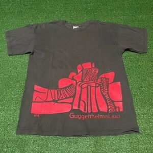 Vintage 00s Guggenheim Museum Abstract Art By Kiz Spain T-Shirt Size Medium Gray